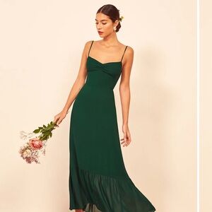Reformation | Dresses | Reformation Veria Silk Maxi Dress Halter Tarragon  Green Floral Gown Sz 4 | Poshmark